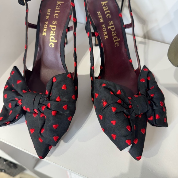 Kate Spade Black Heels with Red Bow Accents - Picture 2 of 5
